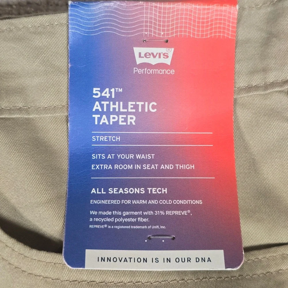 Levis 541 Athletic Taper Pants Mens 50x30 Khaki Tan All Seasons Tech Stretch NEW